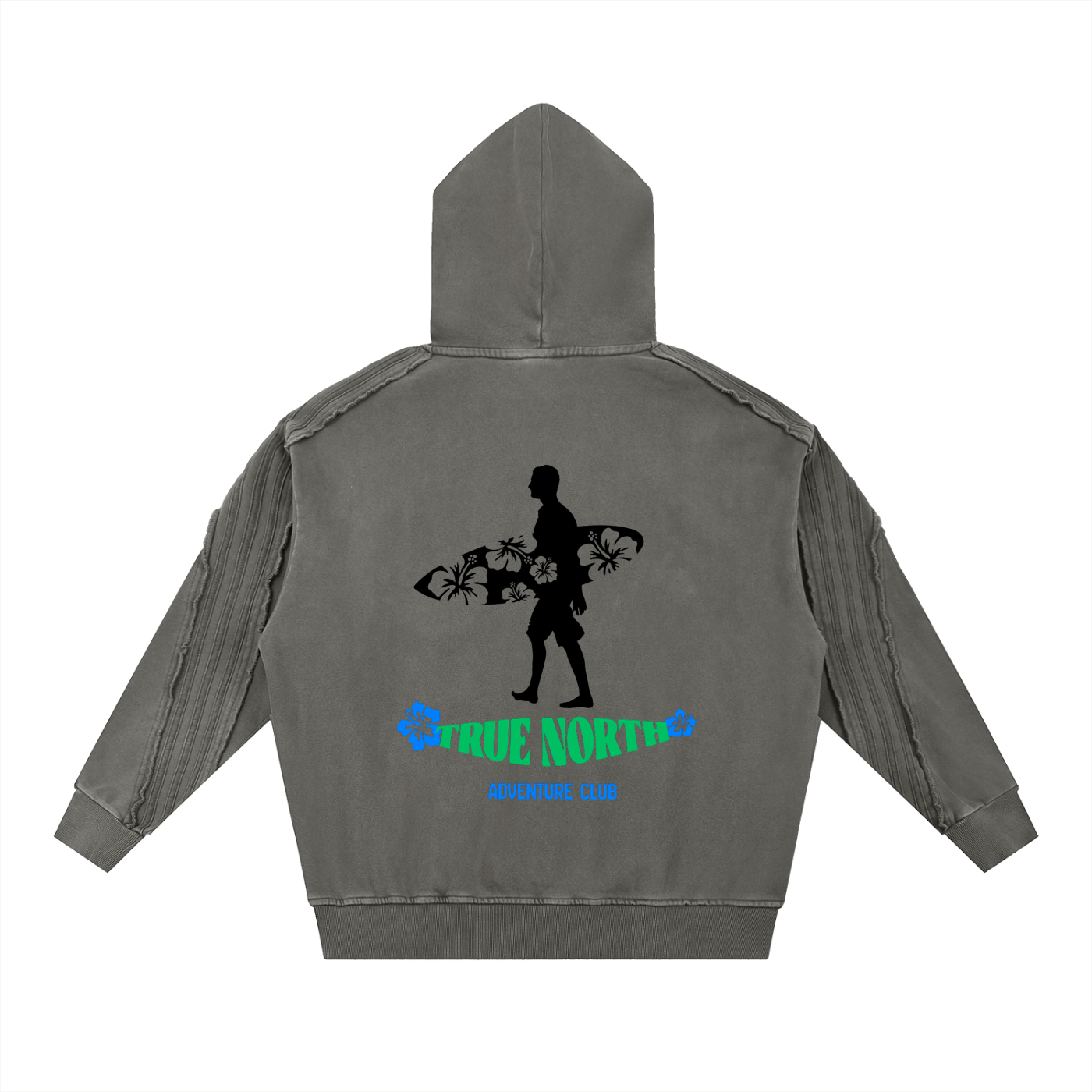 Snow Washed Tape Raw Edge Hoodie
