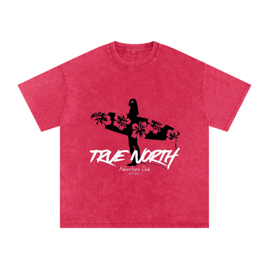 Snow Washed Oversized Cotton SURF Tee
